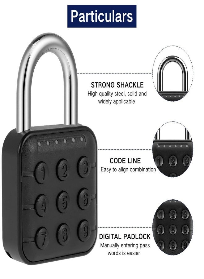Jukusa 6 Digit Password Locker Lock Aluminum Alloy Code Digital Padlock, Push Button Safe Security Padlock, Combination Padlock for Gym and School Lockers(Black) - Image 4